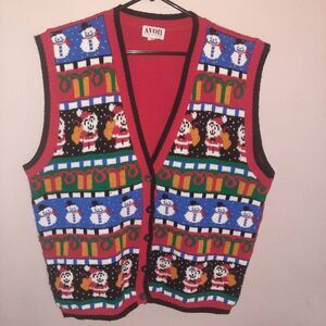 Avon Vintage Busy Christmas Button Up Cardigan Size 1X-2X